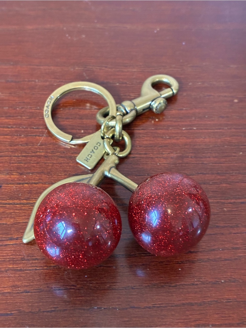 Coach Red Glitter Cherry Keyring Charm